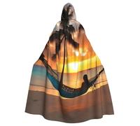 Evengigy Cape à capuche Coco Beach Sunset Hamac Imprimé Femmes Hommes Adultes Halloween Cape Cape Cosplay Cape Uniforme