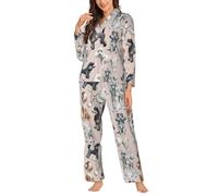 Evengigy Ensemble de pyjama 2 pièces à manches longues avec imprimé Oodles of Poodles of Poodles of Poodles, Noir , L