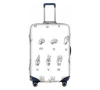 Evengigy Housse de bagage avec inscription « Sign Language Alphabet » - Housse de protection de voyage pour bagages de 18 à 32 pouces, blanc, L