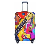 Evengigy Housse de protection de voyage pour valise avec impression de guitares acoustiques et colorées, convient aux bagages de 45,7 à 81,3 cm, blanc, XL