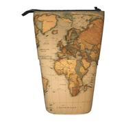 Evengigy Jolie trousse à crayons avec fermeture éclair et support réglable Motif carte du monde