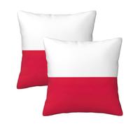 Evengigy Lot de 2 housses de coussin carrées décoratives pour canapé Motif drapeau polonais 30 x 30 cm
