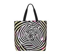 Evengigy Sac fourre-tout en spirale avec impression gif illusion d'optique et poche intérieure zippée pour femme, sac de courses réutilisable
