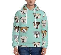 Evengigy Sweat à capuche amusant en polaire avec poche pour homme imprimé bouledogue anglais, Noir , S