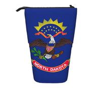 Evengigy Trousse à crayons avec fermeture éclair et support réglable Motif drapeau du Dakota du Nord, Noir , Taille unique, Organiseur de sac