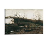 Evening at Kuerners par Andrew Wyeth Impression sur toile - Décoration murale esthétique avec musique et cinéma - Pour salon, chambre à coucher, 50 x 75 cm - Style cadre