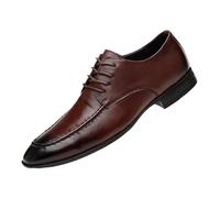 Evening Dress Oxford Shoes for Men Luxury Leather Lace-up Round Toe Non Slip Anti-Slip Casual Prom and Wedding Shoes(Brown,42 EU)