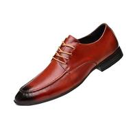 Evening Dress Oxford Shoes for Men Luxury Leather Lace-up Round Toe Non Slip Anti-Slip Casual Prom and Wedding Shoes(Red,45 EU)
