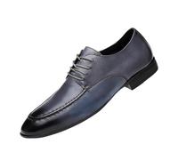 Evening Dress Oxford Shoes for Men Luxury Leather Lace-up Round Toe Non Slip Anti-Slip Casual Prom and Wedding Shoes(Blue,45.5 EU)