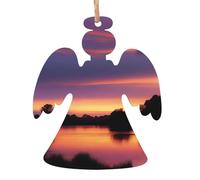 Evening Glow Lot de 4 pendentifs en bois en forme d'ange pour décoration d'arbre, de mur et de porte - Style vintage