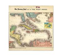 Evening Post 1898 Political Map West Indies Premium Wall Art Canvas Print 24X24 Inch Politique Carte Ouest mur