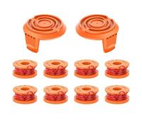 EVENLINKICS Bobines de fil de rechange pour coupe bordure Worx débroussailleuses ，con couvercle，WA0010 Bobines(8 bobines de fil de rechange + 2 couvercles de bobine)
