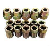 Evenoonest Kit de raccords de ligne de frein en acier 15 pièces, filetages | Lot de 15 vis d'adaptation de tube hydraulique en acier, doré, réparation du système de freinage, utilisation dans le garage