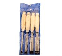Evenoonest Lot de 4 ciseaux à bois en acier carbone 45 pré-aiguisés | Lot de 4 poignées ergonomiques en bois, acier carbone 45, 6/12/18/24 mm, sculpture sur bois, atelier et bricolage