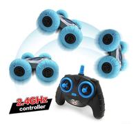 Evenoonest Roue gonflable RC Stunt Car 2,4 GHz (Bleu) | Véhicule télécommandé double face Flip pour aventures hors route, jouet en plastique avec manipulation précise pour enfants