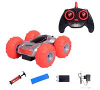 Evenoonest Roue gonflable RC Stunt Car 2,4 GHz (Rouge) | Véhicule télécommandé double face Flip pour aventures hors route, jouet en plastique avec manipulation précise pour enfants