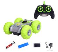 Evenoonest Roue gonflable RC Stunt Car 2,4 GHz (Vert) | Véhicule télécommandé double face Flip pour aventures hors route, jouet en plastique avec manipulation précise pour enfants