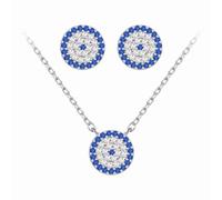Evensee Nazar Boncuk Œil Malin Set Boucles d'Oreille et Collier 925 Argent Œil Bleu, Evil Eye Amulette Turque Bijou Cadeau Femme