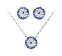 Evensee Nazar Boncuk Œil Malin Set Boucles d'Oreilles et Collier 925 Argent Sterling Œil Bleu Evil Eye Amulette Turque Bijou Cadeau Femme
