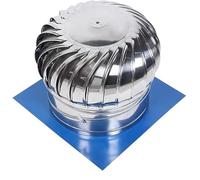 Évent de turbine non alimenté en acier inoxydable, capuchon rotatif de 50 cm, capot de cheminée résistant aux intempéries, base en acier durable, solution de ventilation efficace du toit