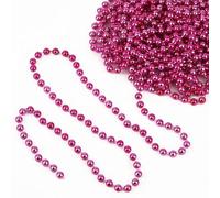Event Decor Shop Guirlande de perles de Noël - 9 mètres de chaîne de perles de Noël métalliques rose vif, guirlandes de perles artificielles de 7,5 mm pour suspendre un arbre, bricolage, bijoux et