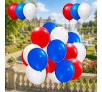 Event Decor Shop Lot de 10 ballons unis rouge, blanc, bleu - 25,4 cm - Décorations de célébration sur le thème du Royaume-Uni pour fêtes de rue, événements communautaires et occasions nationales