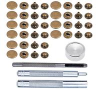 Event Decor Shop Lot de 10 boutons-pression à ressort en S de 15 mm avec 4 pièces de fixation pour maroquinerie, couture, loisirs créatifs, vêtements et réparation, bronze