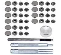 Event Decor Shop Lot de 100 boutons-pression à ressort en S de 15 mm avec 4 pièces de fixation pour maroquinerie, couture, loisirs créatifs, vêtements et réparation, gris acier