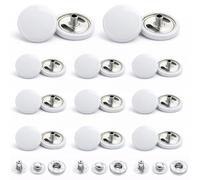 Event Decor Shop Lot de 100 boutons-pression à ressort en S en 4 parties, durables et légers, pour vestes, jeans, artisanat du cuir, sangles et projets de couture, réparation de vêtements Blanc 15 mm