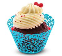 EVENT DECOR SHOP Lot de 100 caissettes jetables en papier sulfurisé de taille standard pour cupcakes, fêtes, mariages, anniversaires, célébrations (bleu)
