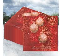 Event Decor Shop Lot de 100 serviettes en papier avec boules de Noël dorées, 2 plis, 33 cm, serviettes de table festives et fournitures de fête pour salle à manger, buffets et Nouvel An (rouge)