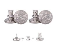Event Decor Shop Lot de 2 boutons de rechange sans couture de 17 mm - Boutons amovibles sans outils, réutilisables, sans outils, pour jeans, vestes et pantalons, argenté (vêtements en jean avec