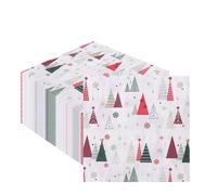 EVENT DECOR SHOP Lot de 20 serviettes en papier blanc à motif géométrique d'arbres de Noël - 2 plis - 33 cm - Serviettes de table et fournitures de fêtes pour Noël et Nouvel An