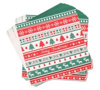 Event Decor Shop Lot de 40 serviettes en papier jetables de 33 cm - 2 plis - Motif de renne, boîtes cadeaux et étoiles - Rouge