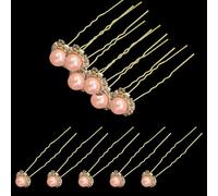 EVENT DECOR SHOP Lot de 5 épingles à cheveux élégantes en acier inoxydable avec strass pour femmes, filles, demoiselles d'honneur, mariée et bal de fin d'année, rose nacré