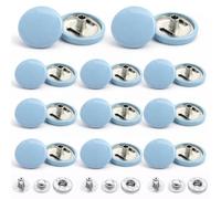 Event Decor Shop Lot de 50 boutons-pression à ressort en S gris bleu de 15 mm, durables et légers, pour vestes, jeans, artisanat du cuir, sangles et projets de couture, réparation de vêtements