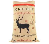 EVENT DECOR SHOP Sac de Noël traditionnel vintage en toile de jute 70 x 50 cm pour cadeau de Noël par avion | Do Not Open Until 25th December Renne Père Père Noël Sac, beige