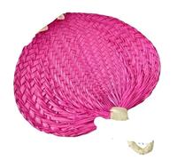 Évent en bambou tressé, Éventail de feuilles palmier en forme cœur fait à la main style chinois, 32-35 cm, ventilateur refroidissement d'été(E)