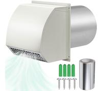 Évent mural à capuche de 20,3 cm avec amortisseur et écran, capuchon de couvercle d'aération mural, blanc pour sécheuse extérieure, cache-extracteur extérieur pour logements résidentiels, hotte de