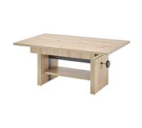 Event Table Basse réglable en Hauteur et Extensible, Aspect chêne Artisanal, Pratique avec étagère pour Votre Salon, 110 x 48 x 65 cm (l x H x P)