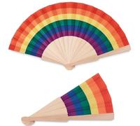 Éventail à main arc-en-ciel en bois - Éventail pliable - Éventail d'été - Drapeau arc-en-ciel - Drapeau arc-en-ciel - Affichage de la tolérance et de la diversité LGBT - Égalité 1, 2 ou 3 pièces (2,