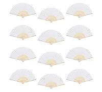 Éventail à Main Blanc Éventail en Papier Ventilateurs Pliants en Bambou pour Mariage Bricolage Faveurs Fête d'anniversaire Party Décoration DIY Enfants Cadeaux 12 Pièces