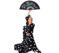 Éventail à Main en Plastique Noir, Éventail Kung-fu Chinois de Performance