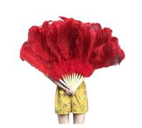 Éventail à main en plumes d'autruche - 75 cm - Éventail burlesque en plumes avec portées pour danse du ventre et décoration de fête - Variété de couleurs disponibles