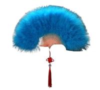 Éventail à main en plumes de marabout d'autruche, éventail pliant, cadeau artisanal d'art(Color 12)