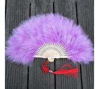 Éventail à main en plumes de marabout d'autruche, éventail pliant, cadeau artisanal d'art(Color 5)