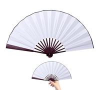 Éventail à main en soie | 20,3 cm de style oriental | Écriture et peinture à faire soi-même pour salon de thé, restaurant, café