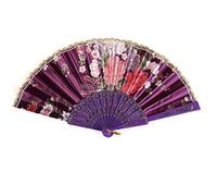Éventail à main - Éventail pliable - Vintage - Style chinois vintage - Pour homme et femme - Décoration murale - Pour mariage, fête, cadeau - Violet