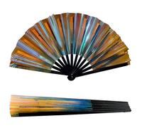 Éventail à Main holographique argenté, éventail irisé au Laser, Grand éventail Pliable en Bambou, éventail à Main Pliable en Bambou, éventail à Paillettes, éventail pour boîte Nuit