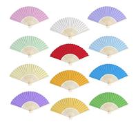 Éventail à Main Multicolore Éventail en Papier Ventilateurs Pliants en Bambou pour Mariage Bricolage Faveurs Fête d'anniversaire Party Décoration DIY Enfants Cadeaux 12 Pièces
